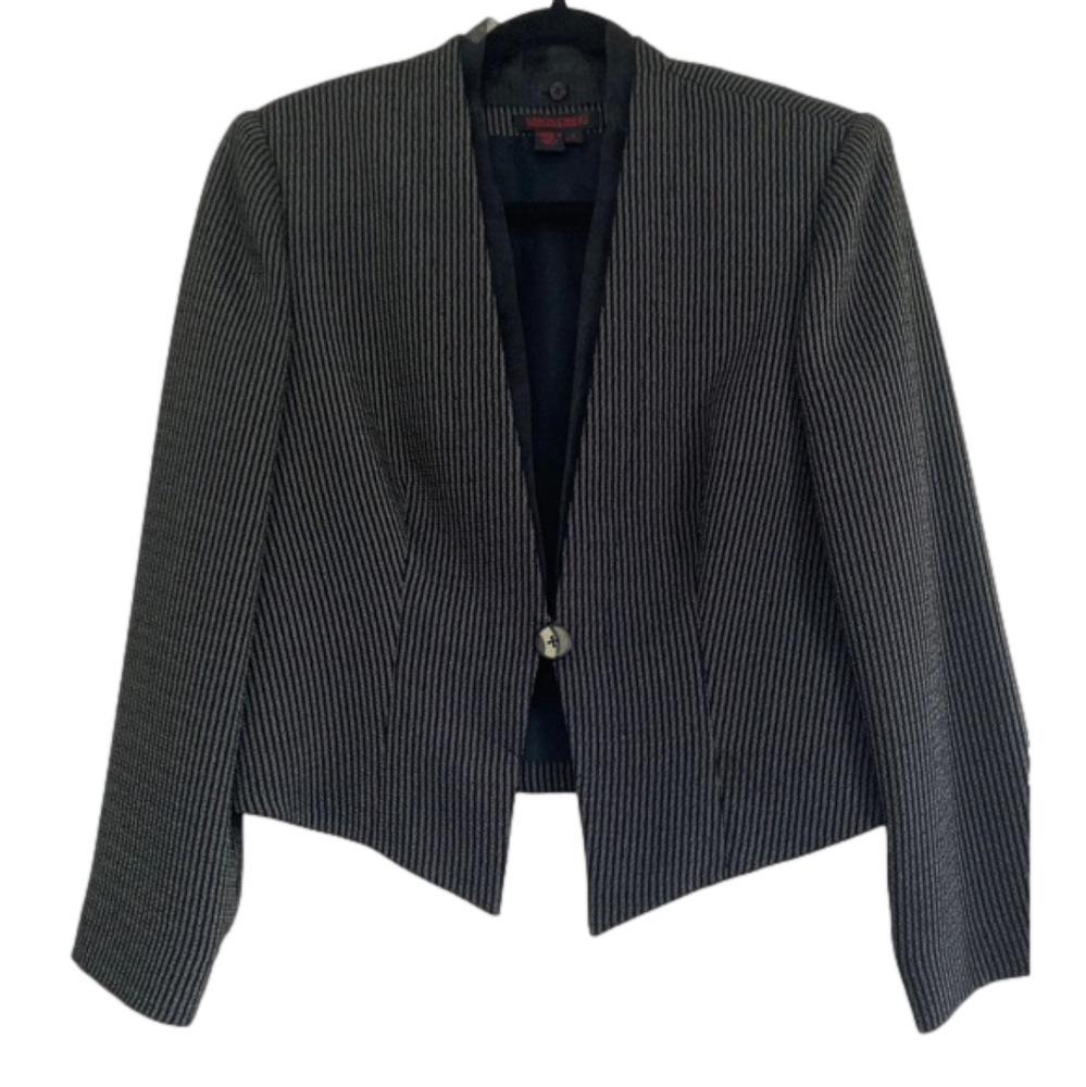 Simon CHANG black pinstripe classic blazer. Size 6